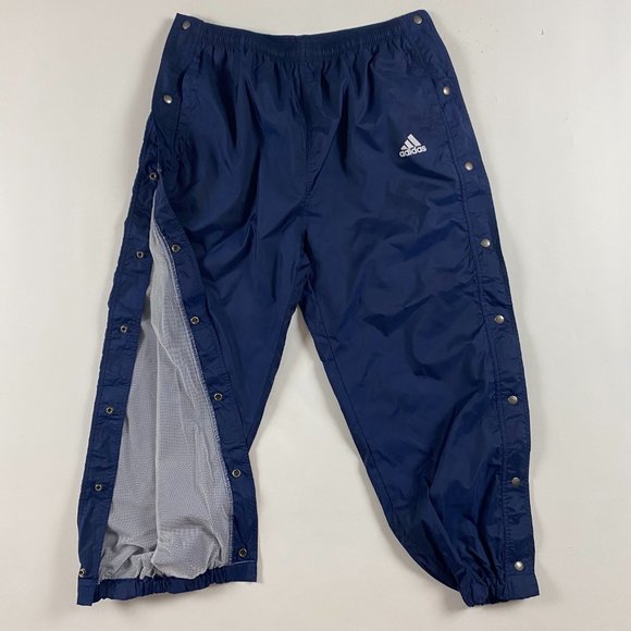 Vintage Y2K Adidas Tear Away Track Pants Mens 2XL Windbreaker Blue Snap Athletic - Picture 2 of 11